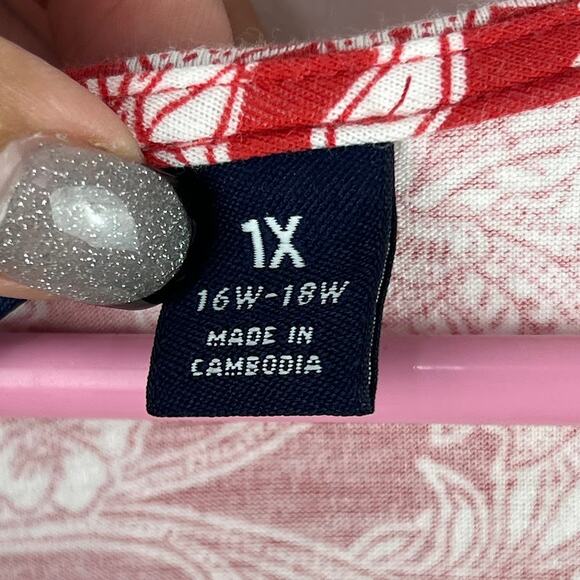 Lands End Sleeveless tiered knit floral red maxi dress womens Plus size 1x - Picture 6 of 7